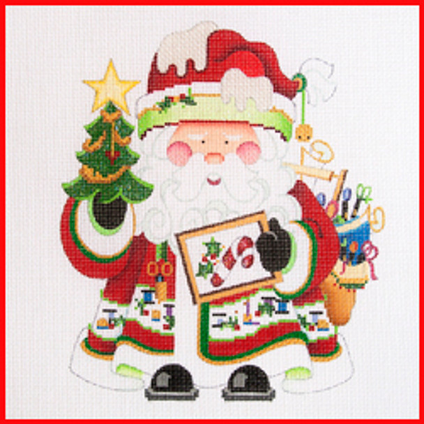 SS-11 Stitching Santa (COSA-58) 8" x 11" 13  Mesh STANDING SANTA Strictly Christmas