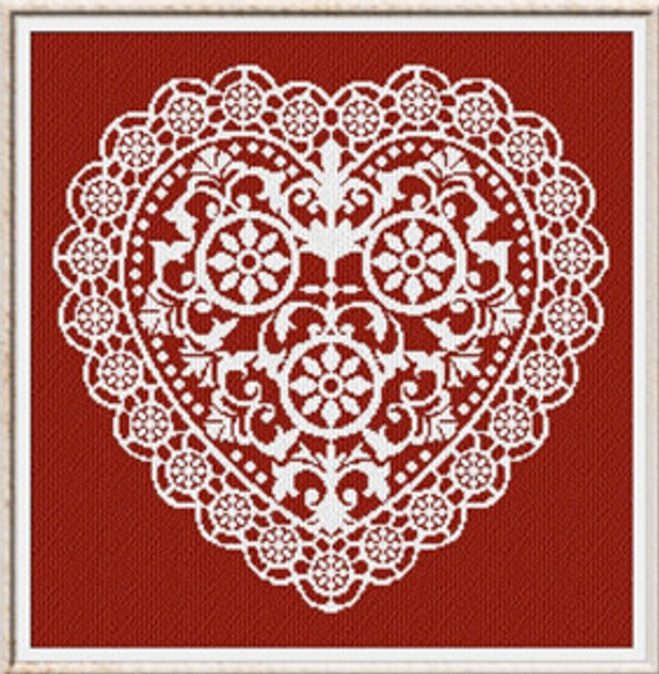 AAN183 Lace Heart Alessandra Adelaide Needleworks Counted Cross Stitch Pattern