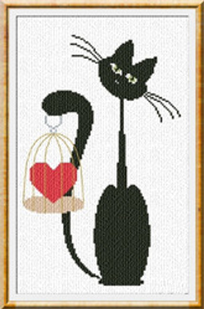 AAN182 Valentine Meow Alessandra Adelaide Needleworks Counted Cross Stitch Pattern