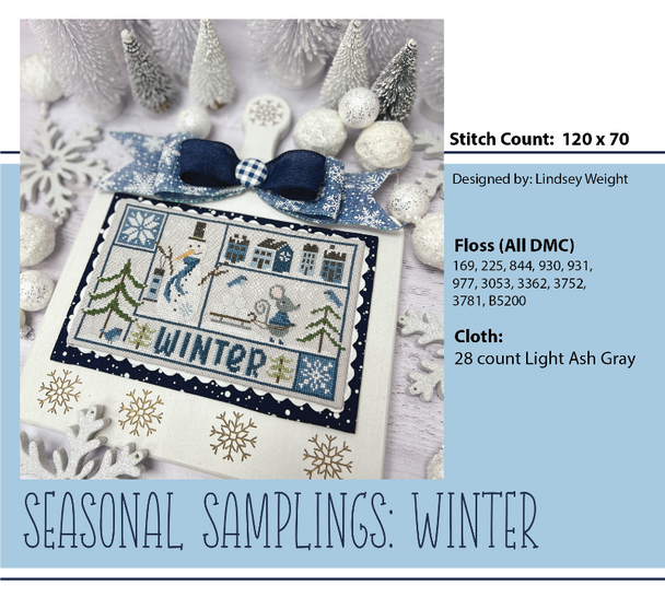 Seasonal Samplings: Winter 120 x 70  Primrose Cottage Stitches YT