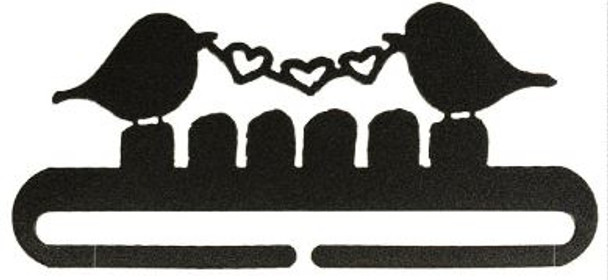 AM31872 Bellpull Ackfeld Manufacturing Love Birds Bell Pull Metal Charcoal - Powder Coated Silver Vein Includes one piece 6"