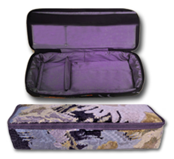 #94 509 Needlepoint Tool Box In Toucan (Swatch), Model In #70 Purple Haze Hug Me
