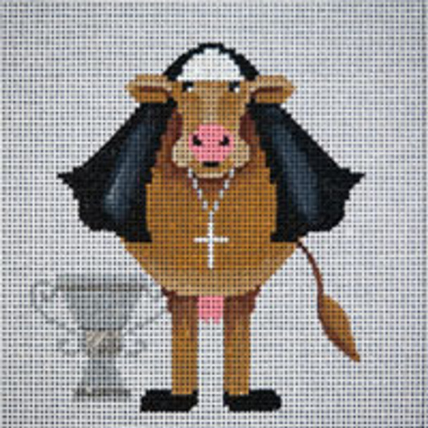 Animal A074 Holy Cow 6 x 6 13 Mesh JP Needlepoint