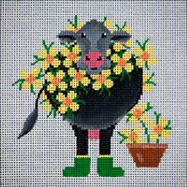 Animal A077 Daisy The Cow 6 x 6 13 Mesh JP Needlepoint