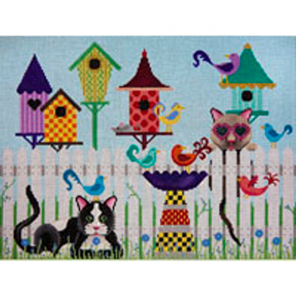 Animal A101 Birds of a Feather & Cats Together 12.5 x 15 13 Mesh JP Needlepoint