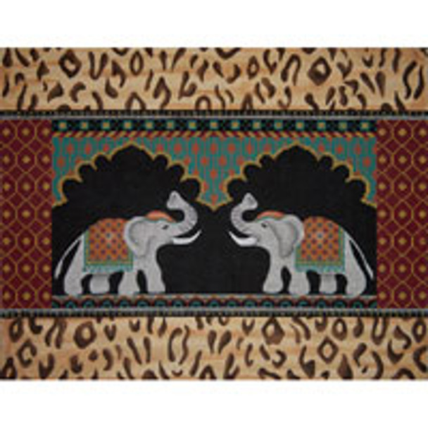 Animal A191 Elephants In Temple 14 x 18  13 Mesh JP Needlepoint