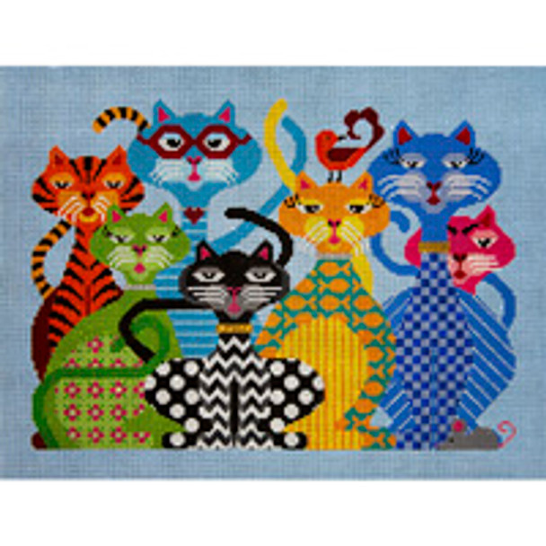 Animal A351 Cattitude 11 x 14.5  13 Mesh JP Needlepoint