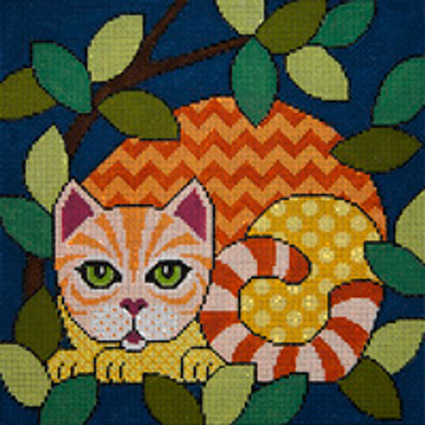 Animal A321 Out Cattin’ Around w/Orange Tabby	10 x10 13 Mesh JP Needlepoint