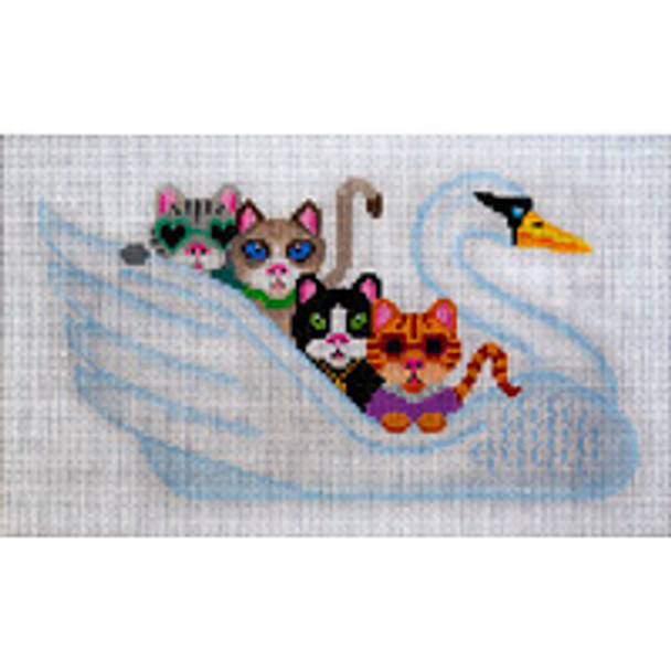 Animal A312 Cat's Swan Song 6 x 10   13 Mesh JP Needlepoint