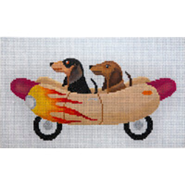 Animal A308 Hot Dogs  6 x 10 13 Mesh JP Needlepoint