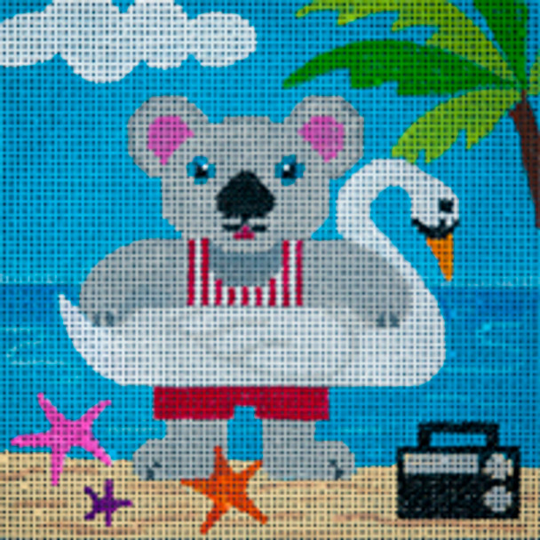 Animal A362 Koala Beach Bear & Swan 4.5 x 4.5 18 Mesh JP Needlepoint (2021)