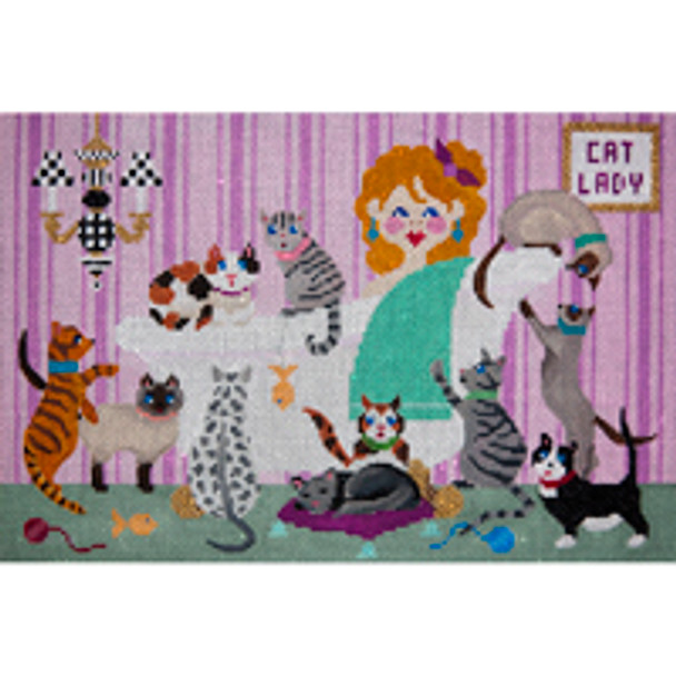 Animal A451 Cat Lady 8 x 12 13 Mesh JP Needlepoint