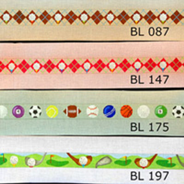 BELT BL175 Sport Balls on Green 36 x 1.25 on 18 Mesh JP Needlepoint