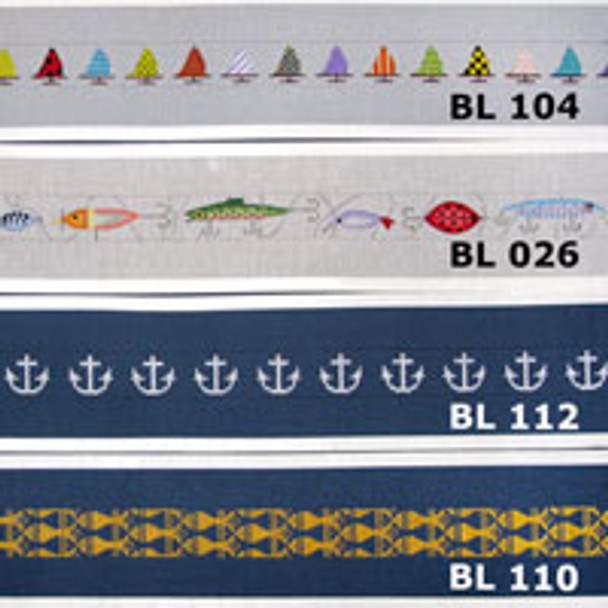 BELT BL104 Sailboats 36 x 1.25 on 18 Mesh JP Needlepoint