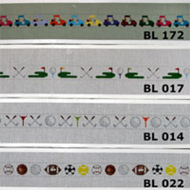 BELT BL172 Parade of Golf Carts 36 x 1.25 on 18 Mesh JP Needlepoint