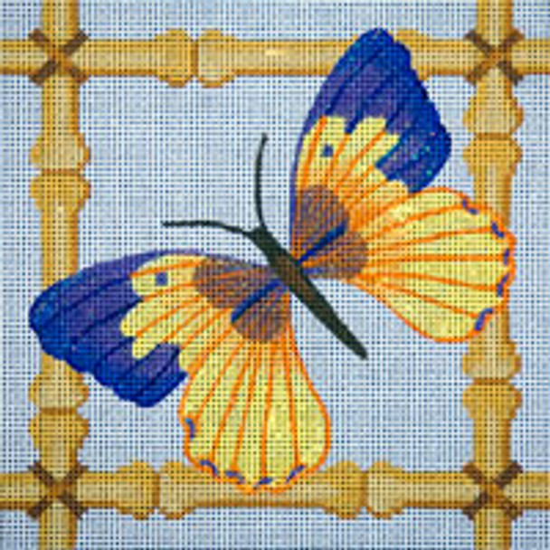 Bird/Insect B013 Purple Butterfly & Bamboo 7 x 7 13 Mesh JP Needlepoint