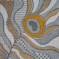 Bird/Insect B267 Silver & White Peacock Feather 10 x 10  13 Mesh JP Needlepoint