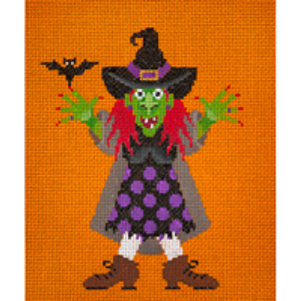 Holiday H069 Red Haired Senior Witch 5 x 6 18 Mesh JP Needlepoint