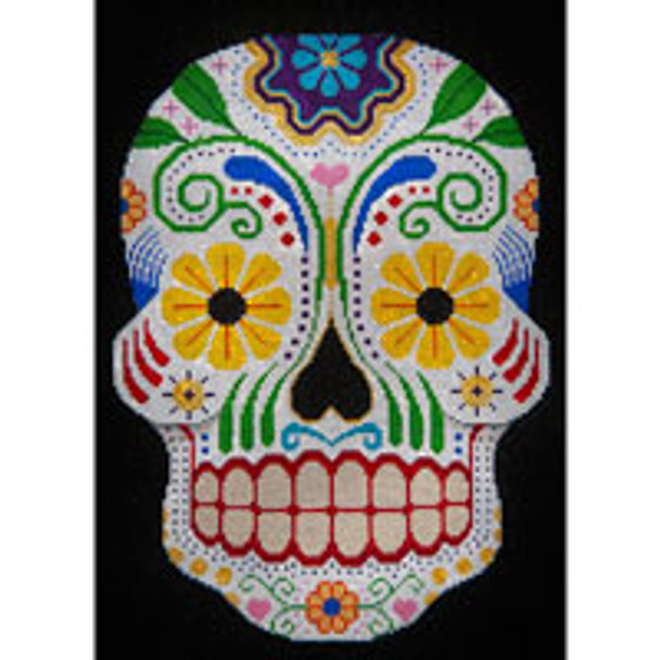 Holiday H041 Day of the Dead w/Daisy Eyes (10x12  18 Mesh JP Needlepoint