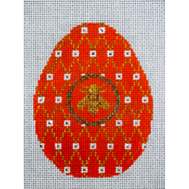 Holiday H669 Gold Bee on Peach Egg  3 x 4  18 Mesh JP Needlepoint (2022)