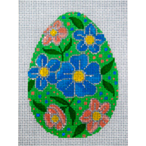 Holiday H667 Peach & Blue Floral Egg 3 x 4  18 Mesh JP Needlepoint (2022)