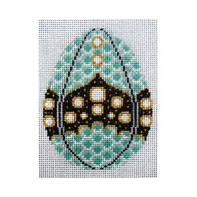 Holiday H666Teal Scallops & Pearls Egg 3 x 4  18 Mesh JP Needlepoint (2022)