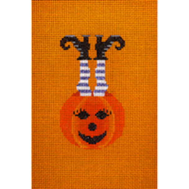 Holiday H092 WITCH’S Legs in Pumpkin 4 x 6 18 Mesh JP Needlepoint