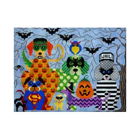 Holiday H352 Dogs Gone Bad 9 x 12  13Mesh JP Needlepoint
