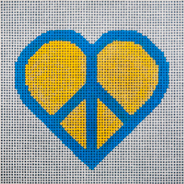 Holiday H099 Blue & Yellow Peace Heart 3 x 3 18 Mesh JP Needlepoint (2022)