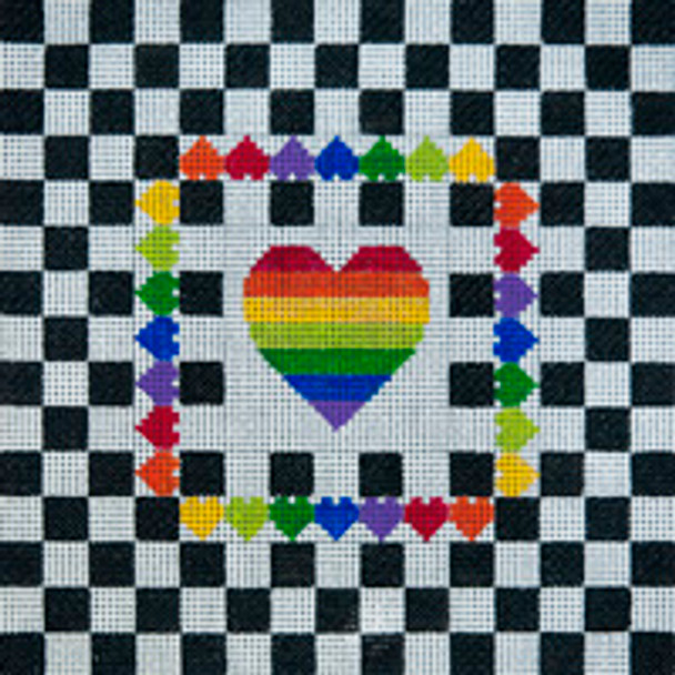 MISCELLANEOUS L666 Check Out My Rainbow Hearts		8x8  13 Mesh JP Needlepoint (2021)