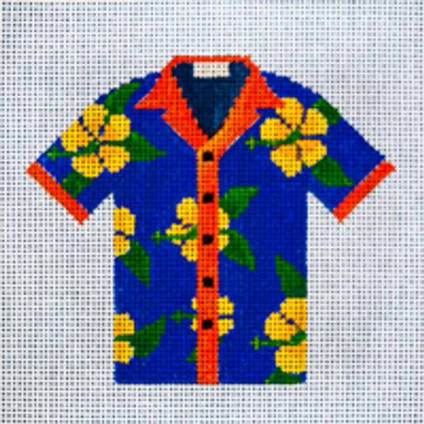 Miscellaneous L651 Yellow Hibiscus Shirt 5 x 5  18 Mesh JP Needlepoint