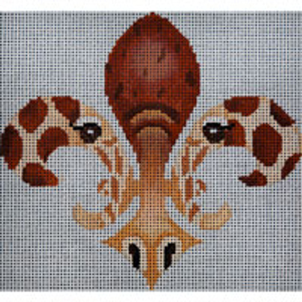 Miscellaneous L517 Giraffe Fleur De Lis 8 x 8   13 Mesh JP Needlepoint