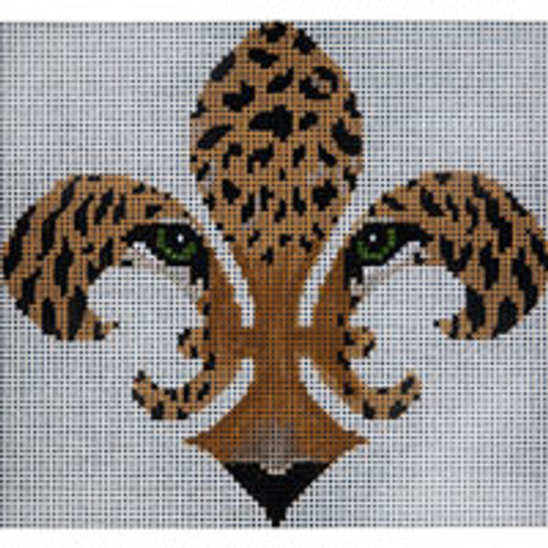 Miscellaneous L516 Leopard Fleur De Lis 8 x 8   13 Mesh JP Needlepoint