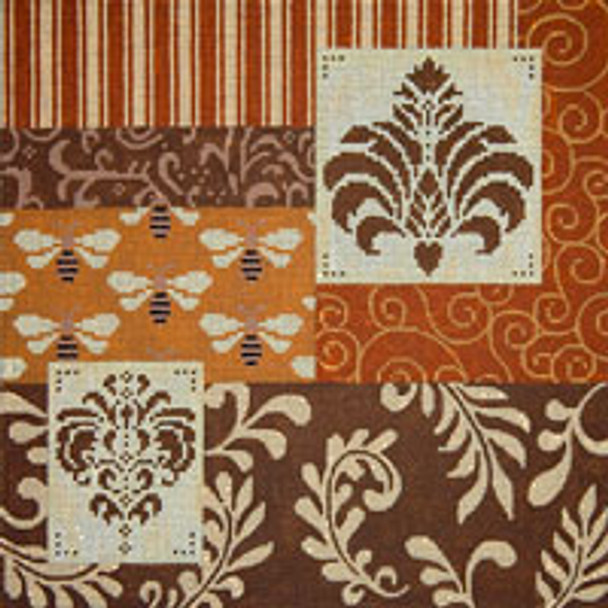 Miscellaneous L344 Brown Patch w/Medallion & Bees 11 x 11 13 Mesh JP Needlepoint