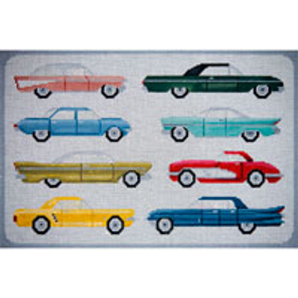 MISCELLANEOUS L063 American Cars From the 60,s 10 x 15 13 Mesh JP Needlepoint