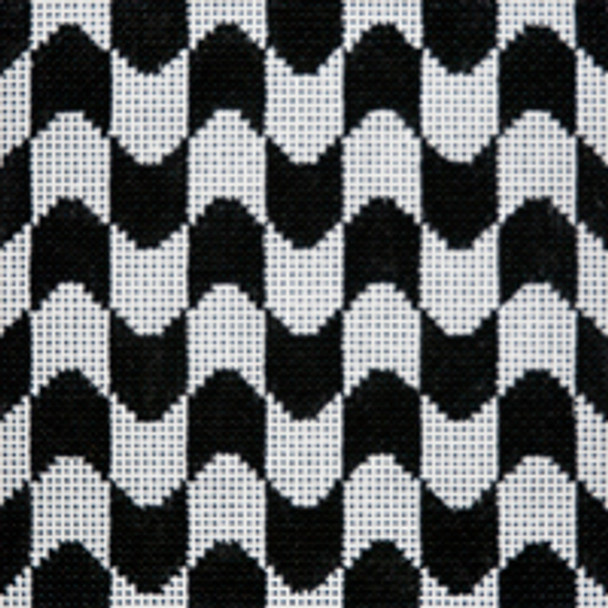 MINIATURE M620 Black & White Waves 4 x 4 18 Mesh JP Needlepoint