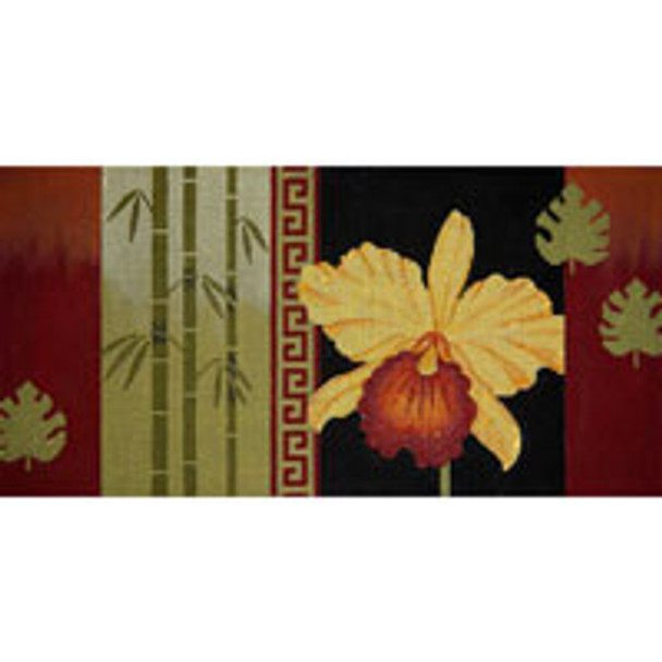 Asian O041	Yellow Cattleya & Bamboo 8 x 16 13 Mesh JP Needlepoint