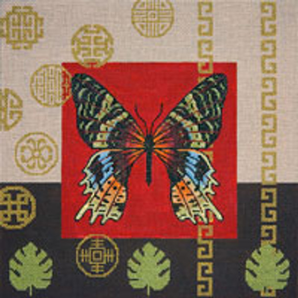 Asian O019	Butterfly I & Coins 12 x 12 13 Mesh JP Needlepoint