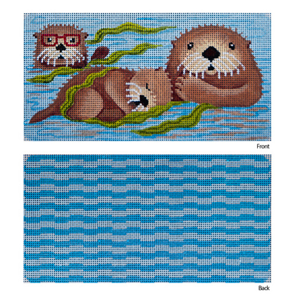 Purse And/Or Eyeglass C023 Otter & Babies Eye Case 2 sds 3.5 x 6.75 18 Mesh JP Needlepoint (2022)