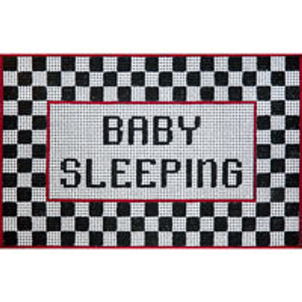 QUOTE Q072 Baby Sleeping w/Black & White Checks 5 x 8  13 Mesh JP Needlepoint