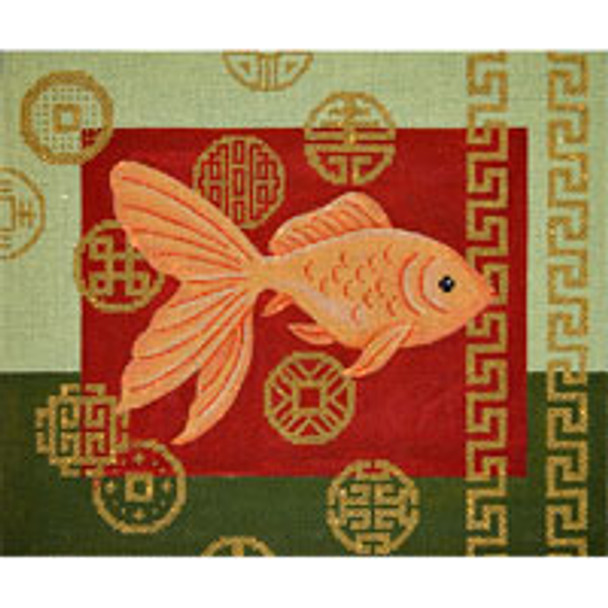 SEA LIFE S006 Goldfish & Coins Swimming Right 9 x 12 13 Mesh JP Needlepoint