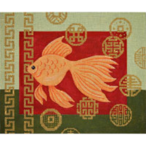 SEA LIFE S007 Goldfish & Coins Swimming Left 9 x 12 13 Mesh JP Needlepoint