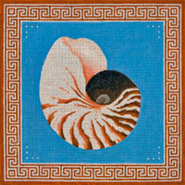 SEA LIFE S013 Nautilus Shell w/Oriental Border 10 x 10 13 Mesh JP Needlepoint 