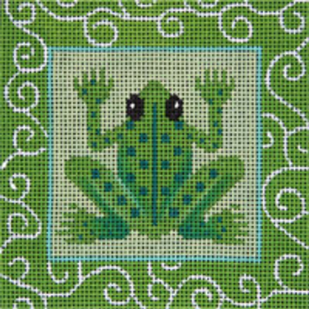 SEA LIFE S132F	Turquoise Frog Patch 5.5 x 5.5 13 Mesh JP Needlepoint