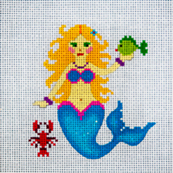 SEA LIFE S060 Blonde Mermaid 4.5" Diameter 18 Mesh JP Needlepoint