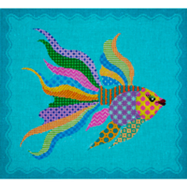 SEA LIFE S093 Wacky Yellow Fish 10.5 x 11.5 18  Mesh JP Needlepoint