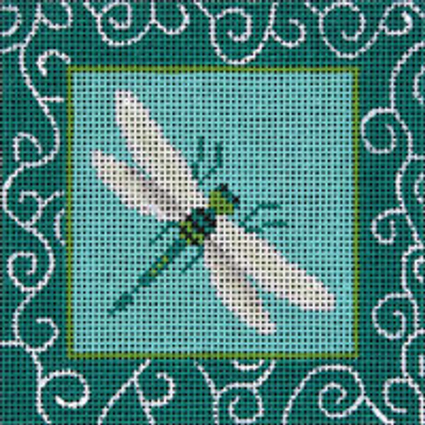 SEA LIFE S132D Turquoise Dragonfly Patch 5.5 x 5.5 13 Mesh JP Needlepoint