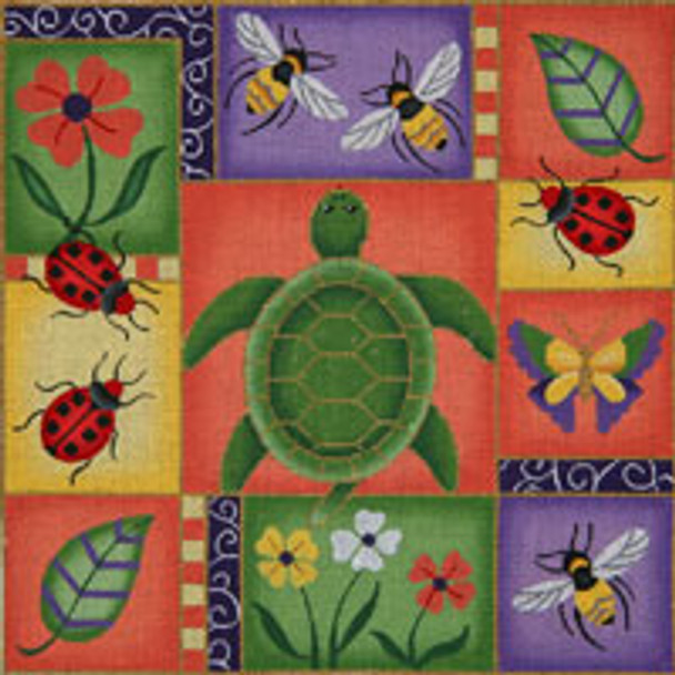 SEA LIFE S146 Turtle & Bugs Patch 14 x 14 13 Mesh JP Needlepoint