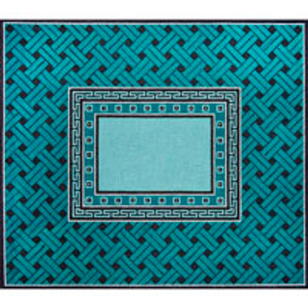 TALLIS BAG/MONOGRAM TB105 Teal Basketweave 14 x 16 13 Mesh JP Needlepoint