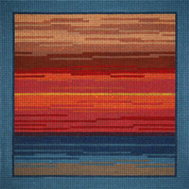 VEGETATION V080 Sunset at the Beach 7 x 7 13 Mesh JP Needlepoint